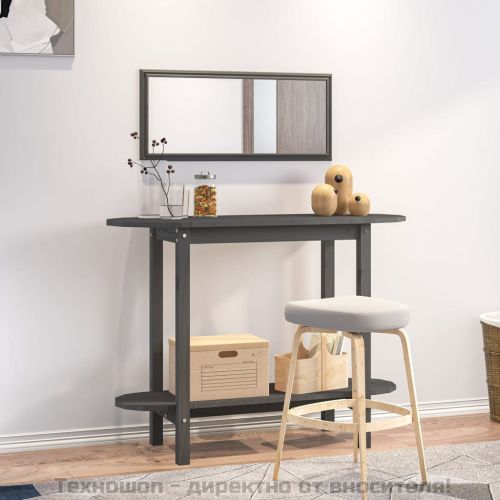 Конзолна маса, сива, 110x40x80 см, борово дърво масив