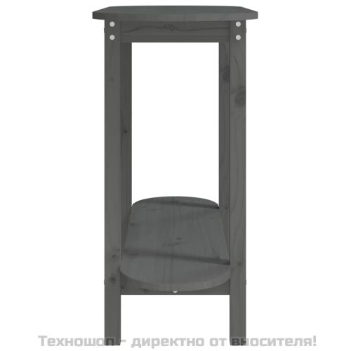 Конзолна маса, сива, 110x40x80 см, борово дърво масив