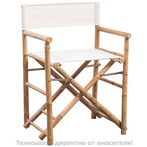 Сгъваем режисьорски стол, 2 бр, бамбук и плат