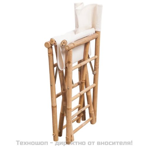 Сгъваем режисьорски стол, 2 бр, бамбук и плат