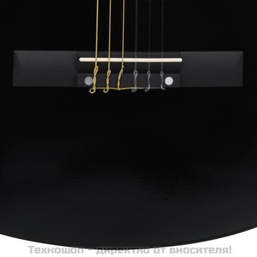 Класическа китара за начинаещи, черна, 4/4, 39", липово дърво