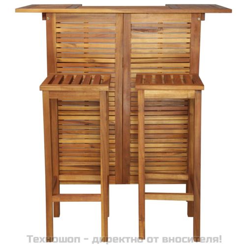 Комплект бар маса и столове, 3 части, акациево дърво масив