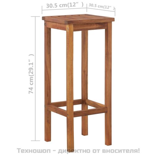 Комплект бар маса и столове, 3 части, акациево дърво масив