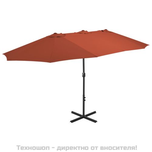 Градински чадър с алуминиев прът, 460x270 см, керемиден