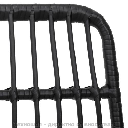 Градински трапезен комплект, 3 части, черен, полиратан