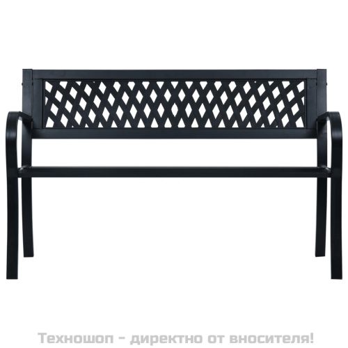 Градинска пейка, 125 см, черна, стомана