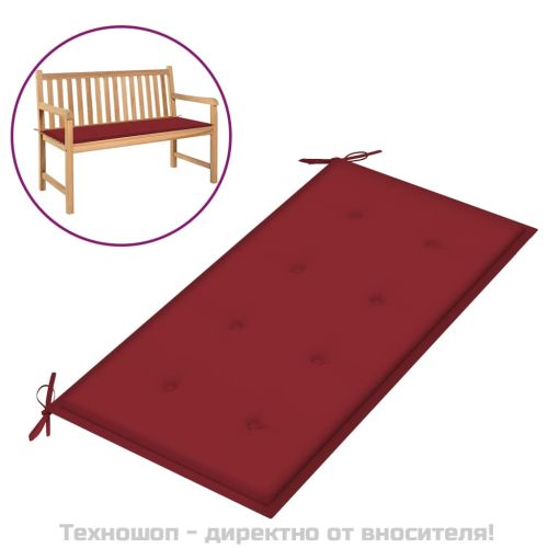 Възглавница за пейка виненочервена 100x50x4 см оксфорд плат