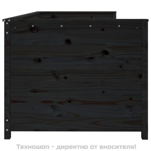Дневно легло, черно, борово дърво масив, 90x200 см