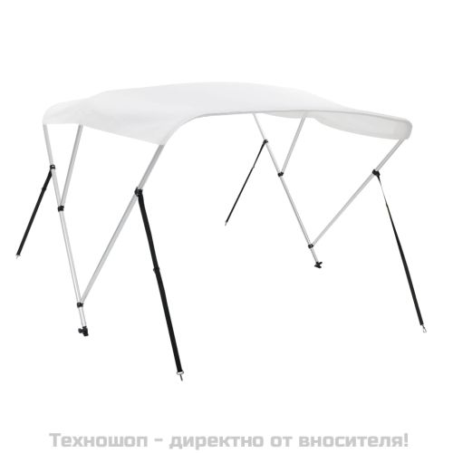 Тента за лодка, 3 дъги, бяла, 183x140x137 см
