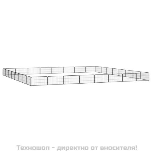 Заграждение за куче черно 32 панела 100x50 см прахово боядисано
