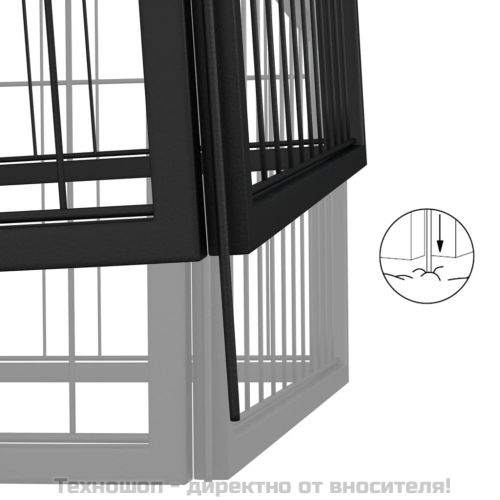 Заграждение за куче черно 32 панела 100x50 см прахово боядисано