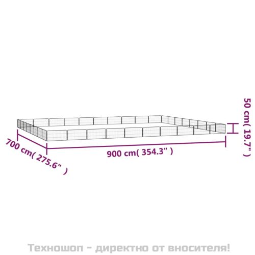 Заграждение за куче черно 32 панела 100x50 см прахово боядисано