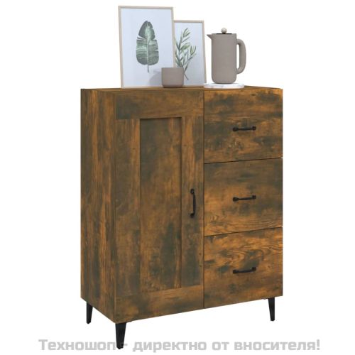 Сайдборд, опушен дъб, 69,5x34x90 см, инженерно дърво