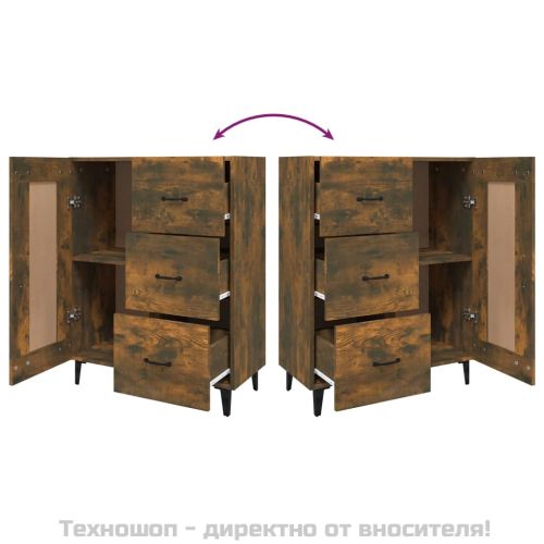 Сайдборд, опушен дъб, 69,5x34x90 см, инженерно дърво
