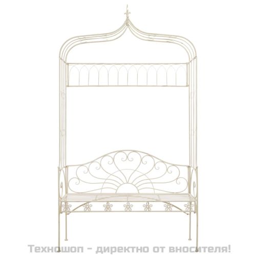 Градинска пейка, 122 см, желязо, антично бяло