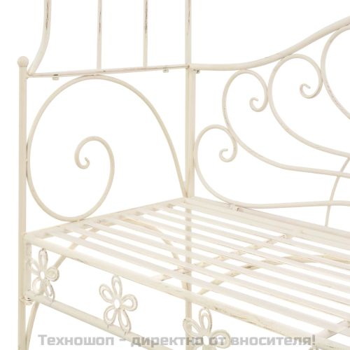 Градинска пейка, 122 см, желязо, антично бяло