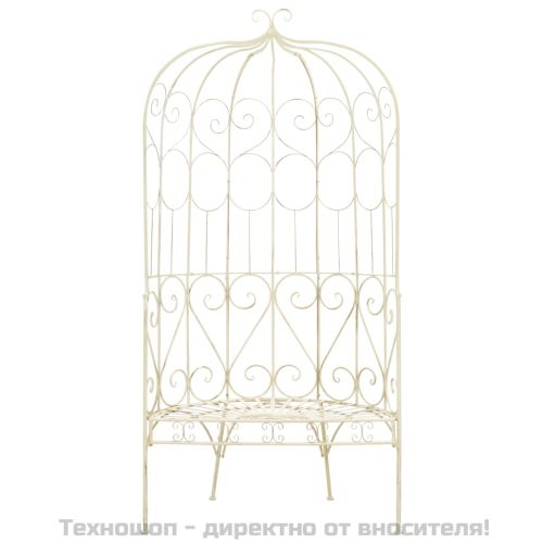 Градинска пейка, 95 см, желязо, антично бяло