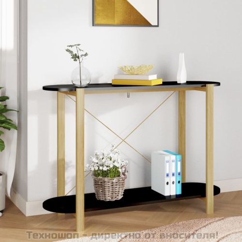 Конзолна маса, черна, 110x38x75 см, инженерно дърво