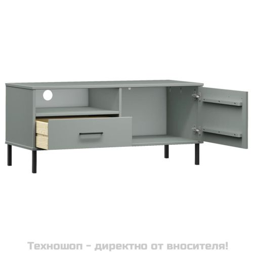 ТВ шкаф с метални крака сив бор масив OSLO
