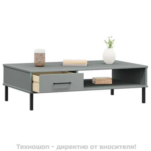 Кафе маса с метални крака сива бор масив OSLO