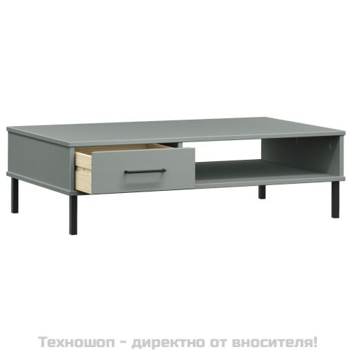 Кафе маса с метални крака сива бор масив OSLO