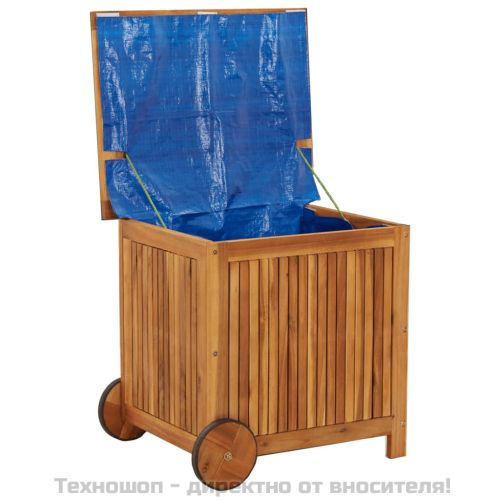 Градинска кутия за съхранение с колела 60x50x58 см акация масив