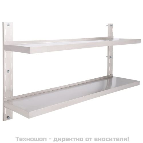 Стенен рафт с 2 нива, неръждаема стомана, 150x30 см