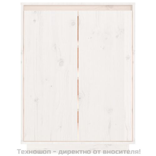 Шкаф за обувки, бял, 60x35x80 см, бор масив