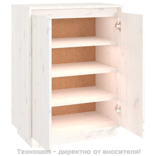Шкаф за обувки, бял, 60x35x80 см, бор масив