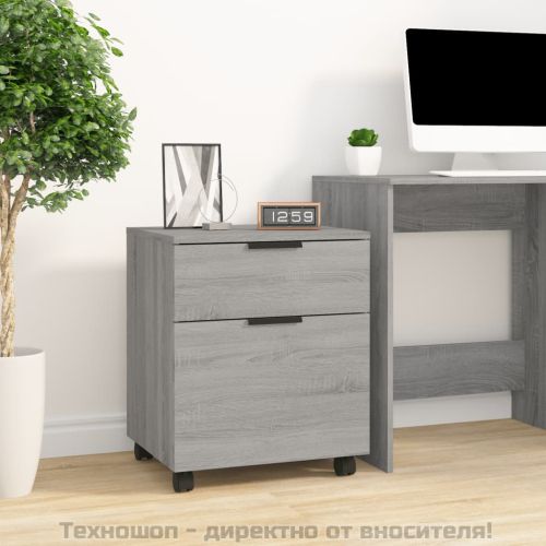 Мобилен архивен шкаф с сив сонома 45x38x54 см инженерно дърво