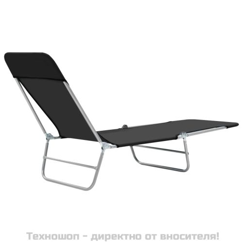 Сгъваеми шезлонги, 2 бр, стомана и текстил, черни