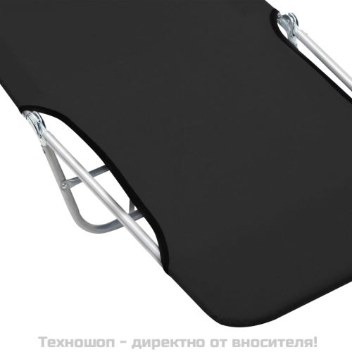 Сгъваеми шезлонги, 2 бр, стомана и текстил, черни