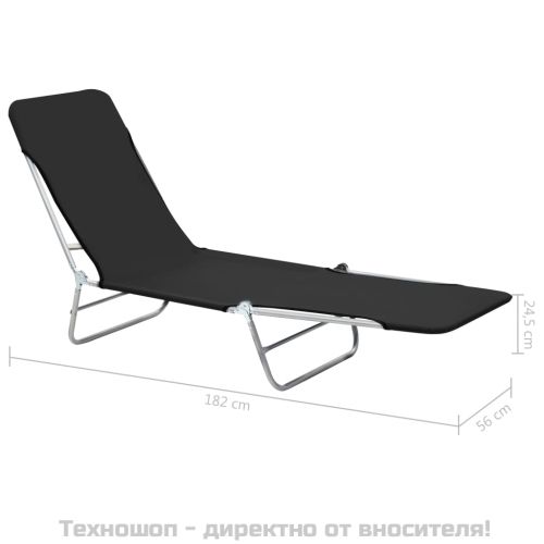 Сгъваеми шезлонги, 2 бр, стомана и текстил, черни