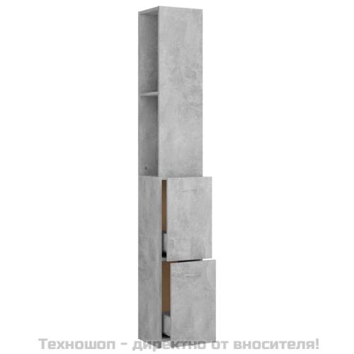 Шкаф за баня, бетонно сив, 25x26,5x170 см, инженерно дърво