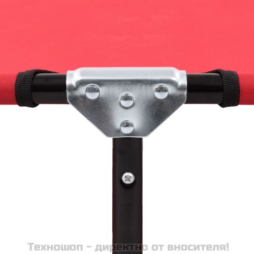 Сгъваем шезлонг, червен, стомана