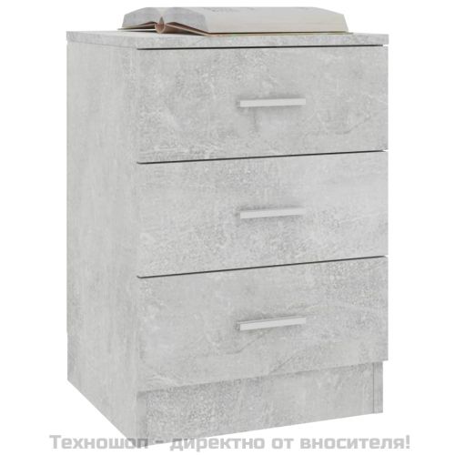 Нощно шкафче, бетонно сиво, 38x35x56 см, инженерно дърво