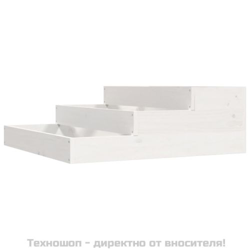 Плантер, бяла, 78x78x27 см, борово дърво масив