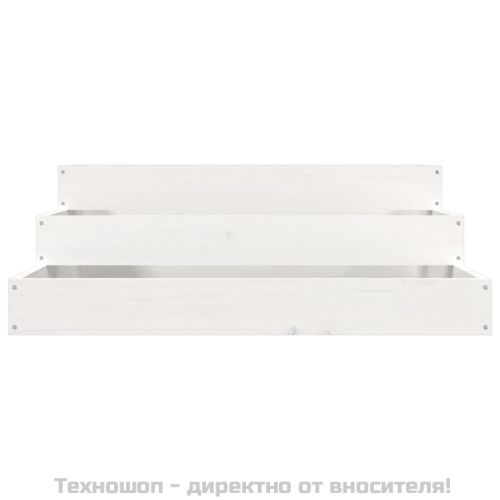 Плантер, бяла, 78x78x27 см, борово дърво масив