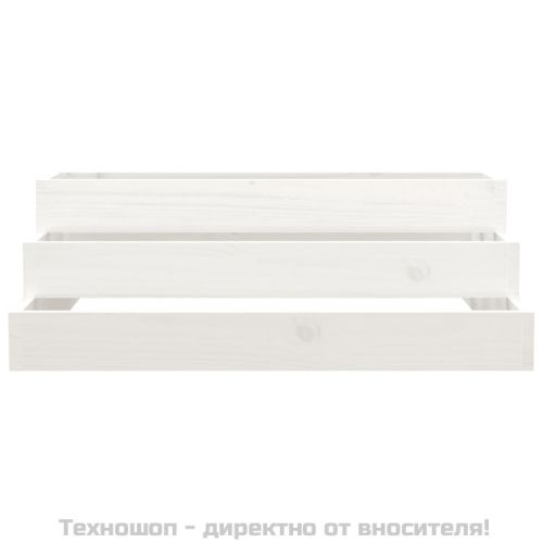 Плантер, бяла, 80x80x27 см, борово дърво масив