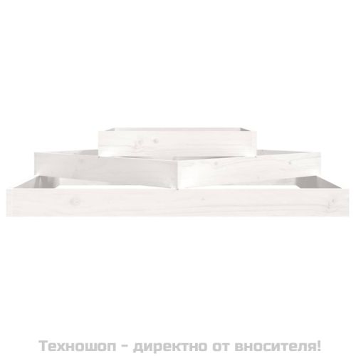 Плантер, бяла, 112x112x27 см, борово дърво масив