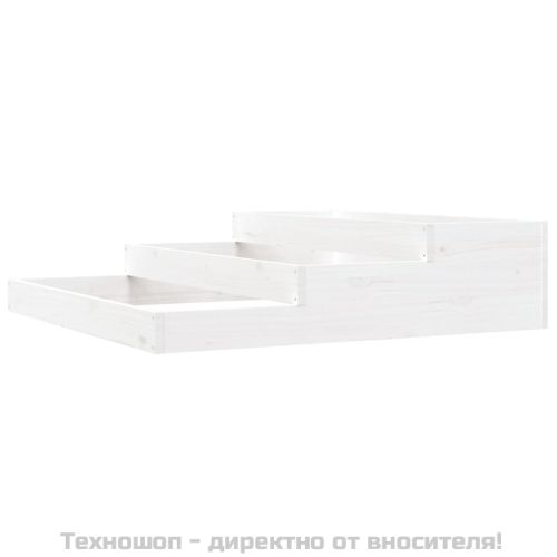 Плантер, бяла, 107x107x27 см, борово дърво масив