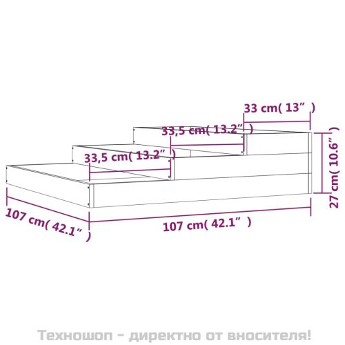 Плантер, 107x107x27 см, борово дърво масив