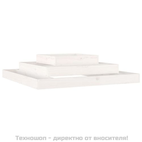 Плантер, бяла, 110x110x27 см, борово дърво масив