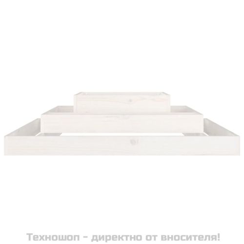 Плантер, бяла, 110x110x27 см, борово дърво масив