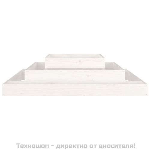 Плантер, бяла, 110x110x27 см, борово дърво масив
