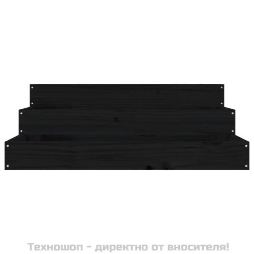 Плантер, черен, 78x78x27 см, борово дърво масив