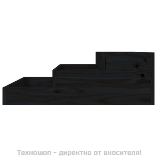 Плантер, черен, 78x78x27 см, борово дърво масив