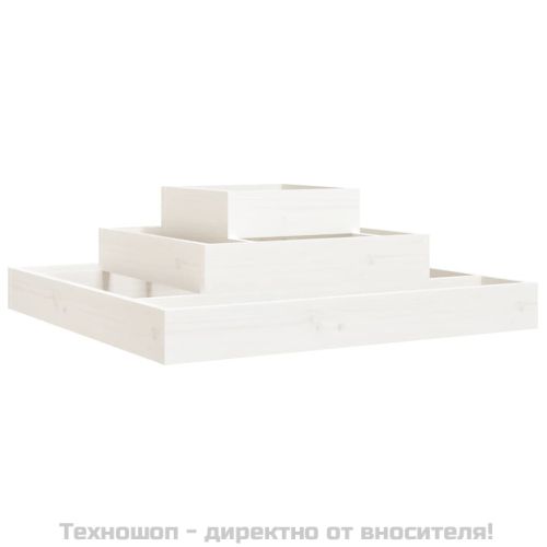 Плантер, бяла, 80x80x27 см, борово дърво масив