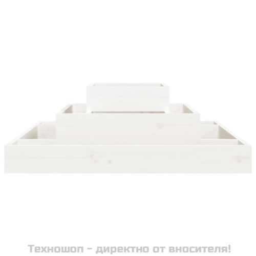 Плантер, бяла, 80x80x27 см, борово дърво масив