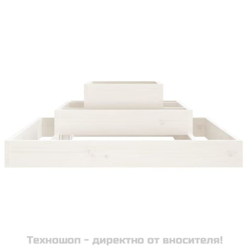 Плантер, бяла, 80x80x27 см, борово дърво масив